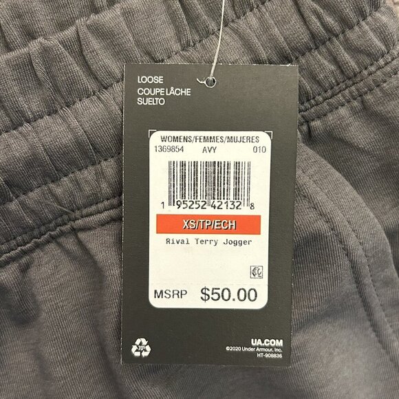 Under Armour Women's Rival Terry Jogger Size XS Gray Pockets Drawstring NWT $50 - Picture 13 of 15